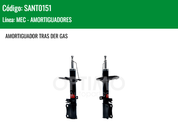 Imagen de SANT0151 AMORTIGUADOR TRASERO DER GAS TOYOTA CAMRY 2.4L 3.5L 07-11