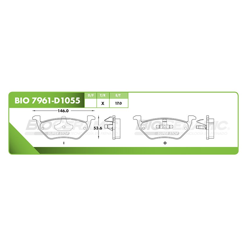 Imagen de BIO7961-D1055 BALATA FRENO DE DISCO TRASERA FORD ESCAPE (04-10) - MAZDA TRIBUTE (05-06) (08) (10) - MERCURY MARINER (05-10)