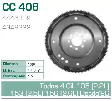 Imagen de CC-408 ARO DENTADO DODGE CARAVAN 3.0L V6 SHADOW SPIRIT 2.2L 2.5L 2.6L 86-92 S/CONTRAPESO (139 D) TRANSM. AUT.
