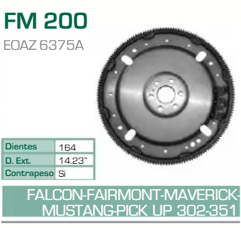 Imagen de FM-200 ARO DENTADO FORD CROWN VICTORIA 4.8L 5.0L 5.8L V8 65-85 289 302 351W C/CONTRAPESO (164D) TRANSM. AUT. (C4 O FMX)