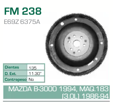 Imagen de FM-238 ARO DENTADO FORD RANGER 3.0L V6 183 91-08 MAZDA B3000 3.0L V6 183 94-98 S/CONTRAPESO (135D) TRANSM. AUT.