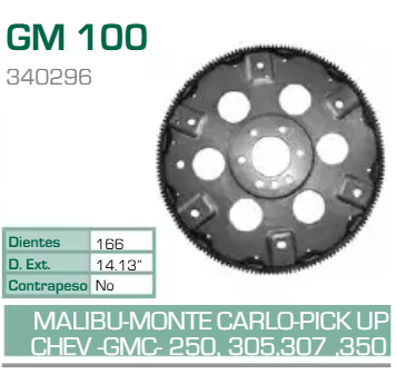 Imagen de GM-100 ARO DENTADO CHEVROLET 250 L6 283 305 307 350 396 402 427 V8  66-81 S/CONTRAPESO (168D) TRANSM. AUT.
