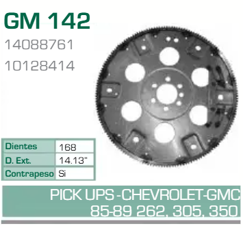 Imagen de GM-142 ARO DENTADO CHEVROLET PICK UP EXPRESS 1500 4.3L V6 5.0L 5.7L V8 262 305 350 86-02 C/CONTRAPESO (168D) TRANSM. AUT. (4L60E)
