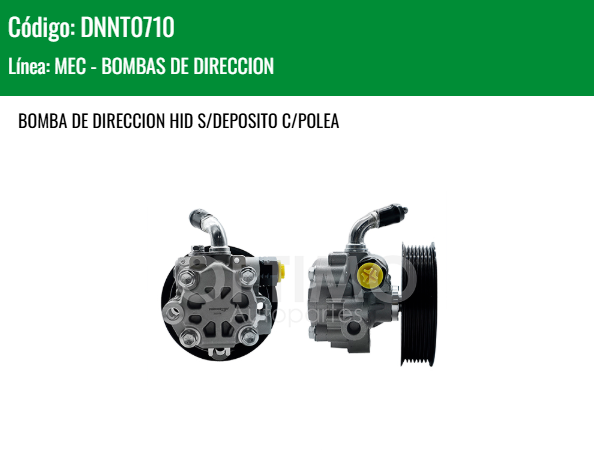 Imagen de DNNT0710 BOMBA DE DIRECCION HIDRAULICA S/DEP C/POLEA TOYOTA HILUX 2.7L 2.8L 2WD 4WD 16-25