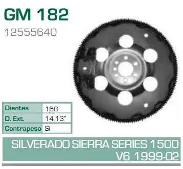 Imagen de GM-182 ARO DENTADO CHEVROLET SILVERADO 1500 4.3L V6 99-10 GMC SIERRA 1500 4.3L V6 99-10 C/CONTRAPESO (168D) TRANSM. AUT. (4L60E, 4L65E)