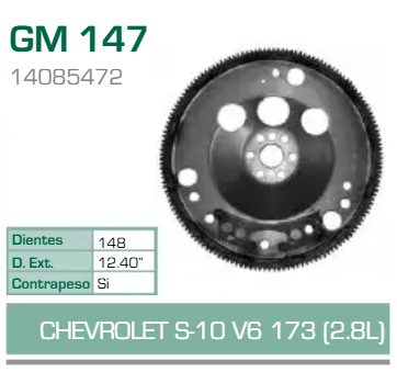 Imagen de GM-147 ARO DENTADO CHEVROLET CAMARO PICK UP S10 S15 2.8L V6 173 82-87 C/CONTRAPESO (148D) TRANSM. AUT.