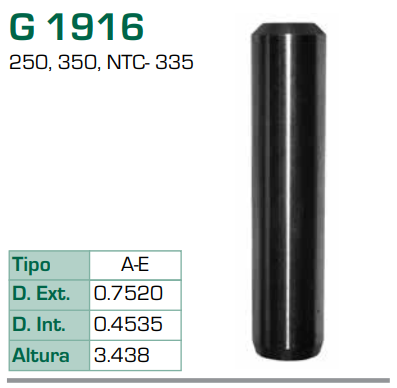 Imagen de G-1916 GUIA PARA VALVULA ADM/ESC CUMMINS 250 350 NTC-335