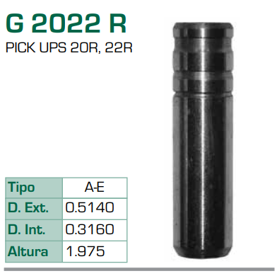 Imagen de G-2022-R GUIA PARA VALVULA ADM/ESC TOYOTA PICK UPS 20R 2R