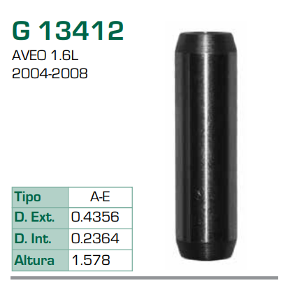 Imagen de G-13412 GUIA PARA VALVULA ADM/ESC CHEVROLET AVEO 1.6L L4 04-08