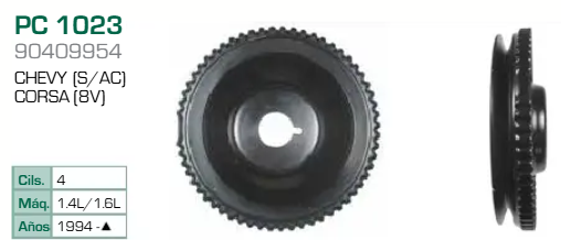 Imagen de PC-1023 POLEA DE CIGUEÑAL CHEVROLET CHEVY JOY POP MONZA 1.4L 1.6L L4 94-03 CHEVY C2 1.6L L4 04-10 SIN A/AC
