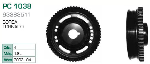 Imagen de PC-1038 POLEA DE CIGUEÑAL CHEVROLET CORSA TORNADO 1.8L L4 03-04
