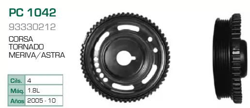 Imagen de PC-1042 POLEA DE CIGUEÑAL CHEVROLET ASTRA CORSA MERIVA TORNADO 1.8L L4 05-10