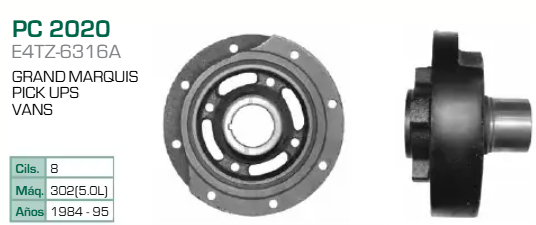Imagen de PC-2020 POLEA DE CIGUEÑAL FORD F150 5.0L V8 302 81-96 MUSTANG 5.0L V8 302 84-95 THUNDERBIRD 5.0L V8 302 81-93