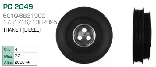 Imagen de PC-2049 POLEA DE CIGUEÑAL FORD TRANSIT 2.2L L4 DIESEL 06-