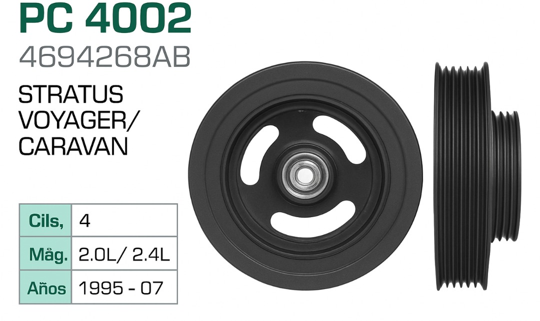Imagen de PC-4002 POLEA DE CIGUEÑAL DODGE STRATUS CARAVAN VOYAGER 2.4L L4 95-07