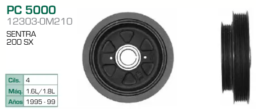 Imagen de PC-5000 POLEA DE CIGUEÑAL NISSAN 200SX SENTRA 1.6L L4 95-99