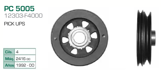 Imagen de PC-5005 POLEA DE CIGUEÑAL NISSAN NP300 2.5 L4 10-14