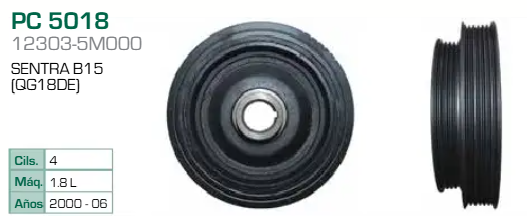 Imagen de PC-5018 POLEA DE CIGUEÑAL NISSAN SENTRA B15 1.8L L4 QG18DE 00-06