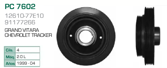 Imagen de PC-7602 POLEA DE CIGUEÑAL GEO TRACKER 2.0L L4 99-08