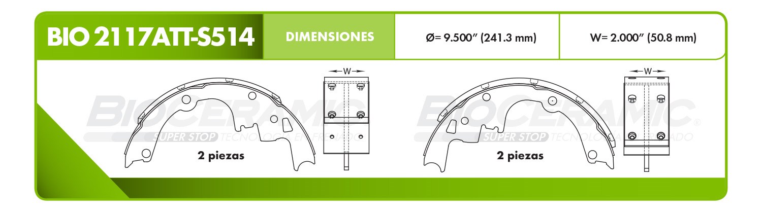 Imagen de BI2117ATTS514 BALATA FRENO DE TAMBOR TRASERA CHEVROLET MALIBU 73-83 S10 82-97 ASTRO VAN 85-01
