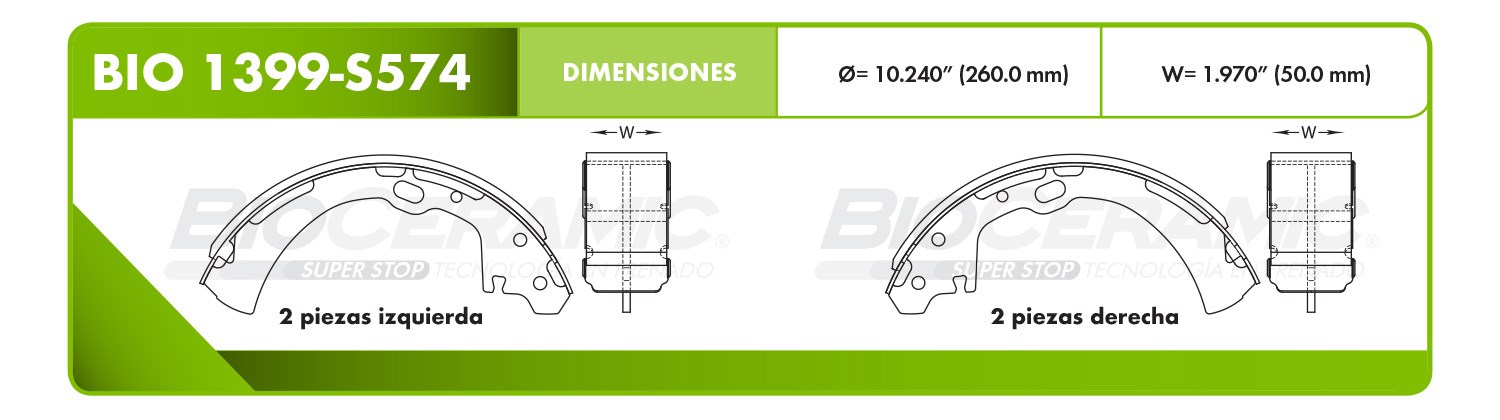 Imagen de BIO 1399-S574 BALATA FRENO DE TAMBOR TRASERA NISSAN URVAN 00-09 URVAN DIESEL 3.0 DTI 08-10 X TERRA 00-07 ESTAQUITAS PICK UP 94-11 PATHFINDER 94-95