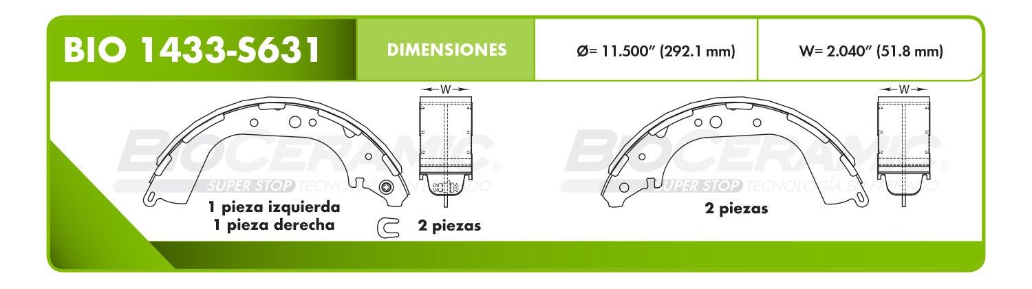 Imagen de BIO 1433-S631 BALATA FRENO DE TAMBOR NISSAN D21 90-93 FRONTIER 98-04 PATHFINDER 96-04 PICK UP 94-97 XTERRA 00-04