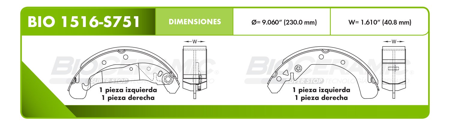 Imagen de BIO 1516-S751 BALATA FRENO DE TAMBOR TRASERA CHEV ROLET MERIVA 04-06 TORNADO 05-06 ASTRA TODOS (TAMBOR) TORNADO 12 TRACKER 2.0L 05-07 LINCOLN 2000