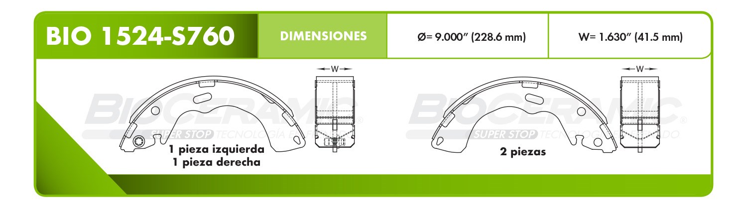 Imagen de BIO 1524-S760 BALATA FRENO DE TAMBOR TRASERA FORD ESCAPE 01-07  MARINER 05-07