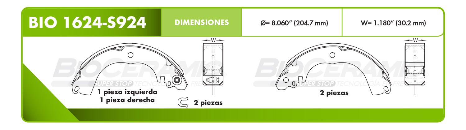 Imagen de BIO 1624-S924 BALATA FRENO DE TAMBOR TRASERA NISSAN TIIDA HATCHBACK 06-12 TIIDA SEDAN 06-12 DODGE ATTITUDE 15 MIRAGE G4 19 MITSUBICHI LANCER 08-16