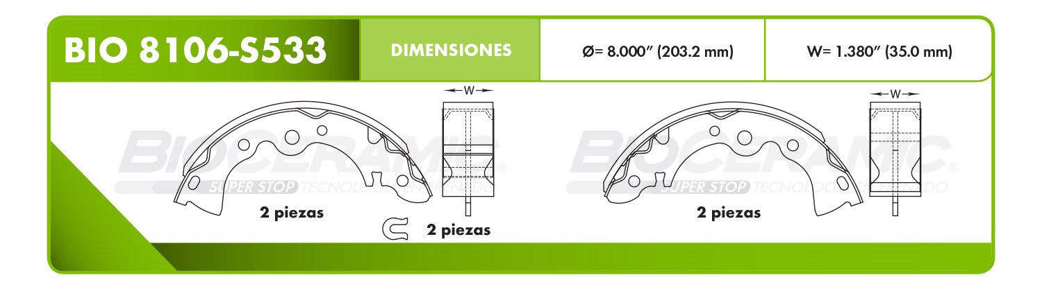 Imagen de BIO 8106-S533 BALATA FRENO DE TAMBOR TRASERA NISSAN TSURU 85-91, NISSAN SENTRA AMERICANO 83-87
