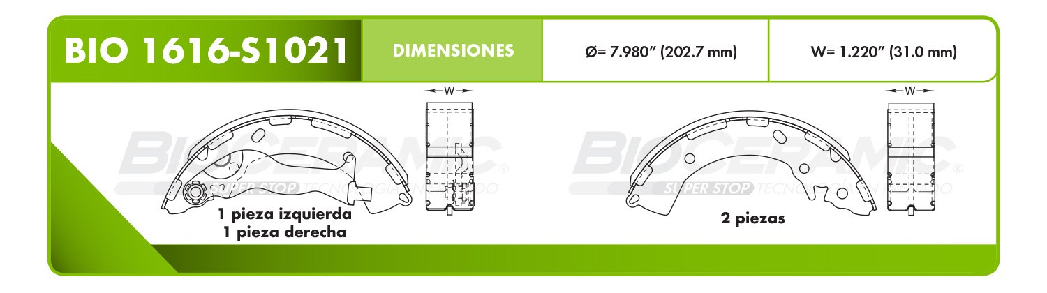 Imagen de BIO1616-S1021 BALATA FRENO DE TAMBOR TRASERA DODGE ATTITUDE GL 12-13 ATTITUDE GLS 12-13 HYUNDAI ACCENT 12-13 HYUNDAI GRAND I10 15-17