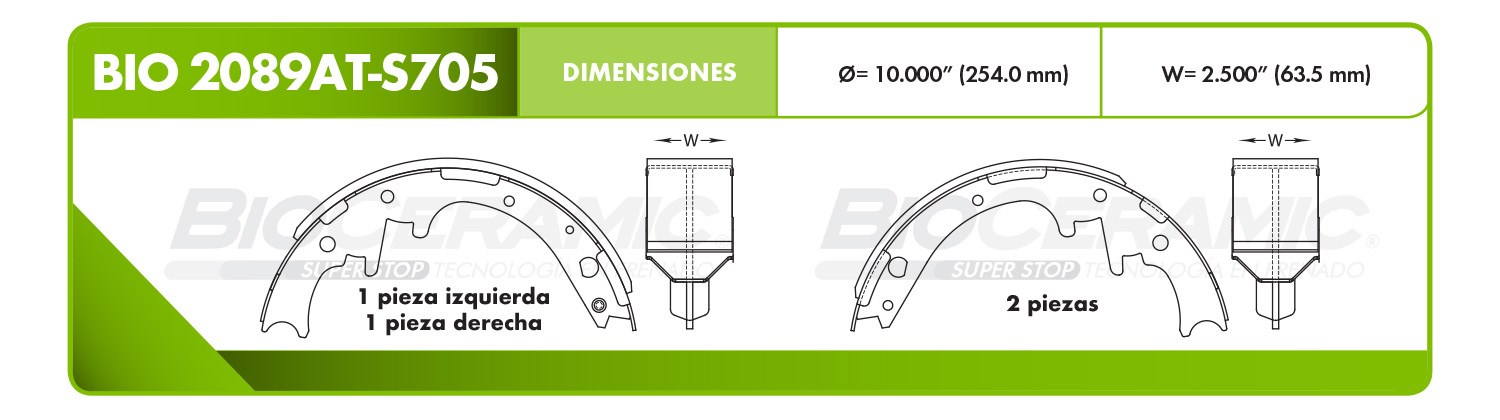 Imagen de BIO2089ATS705 BALATA FRENO DE TAMBOR TRASERA FORD EXPLORER 95-00 RANGER 95-00 RANGER 03-09 MAZDA B-2300 95-97 B-2500 98-98 B-3000 95-96 B-4000 95-98 TAMBOR 10"