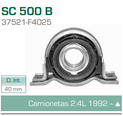 Imagen de SC-500-B SOPORTE PARA FLECHA CARDAN NISSAN PICK UP 2.4L 92- DIAM. 40 MM