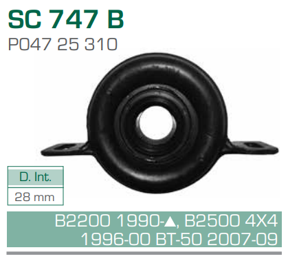 Imagen de SC-747-B SOPORTE PARA FLECHA CARDAN MAZDA B2200 90- B2500 4X4 96-00 BT-50 07-09 DIAM. 28 MM