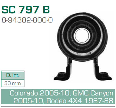 Imagen de SC-797-B SOPORTE PARA FLECHA CARDAN CHEVROLET COLORADO 05-10 GMC CANYON 05-10 ISUZU RODEO 4X4 87-88 DIAM. 30 MM