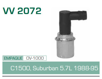 Imagen de V V-2072 VALVULA PCV CHEVROLET C1500, SUBURBAN 5.7L 88-95