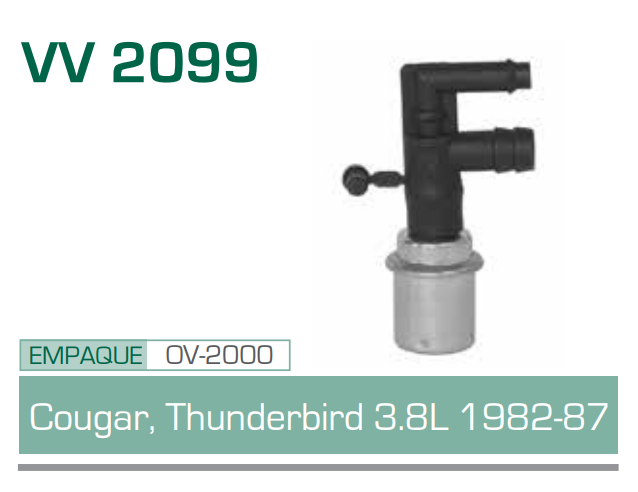 Imagen de V V-2099 VALVULA PCV  FORD COUGAR, THUNDERBIRD 3.8L 82-87
