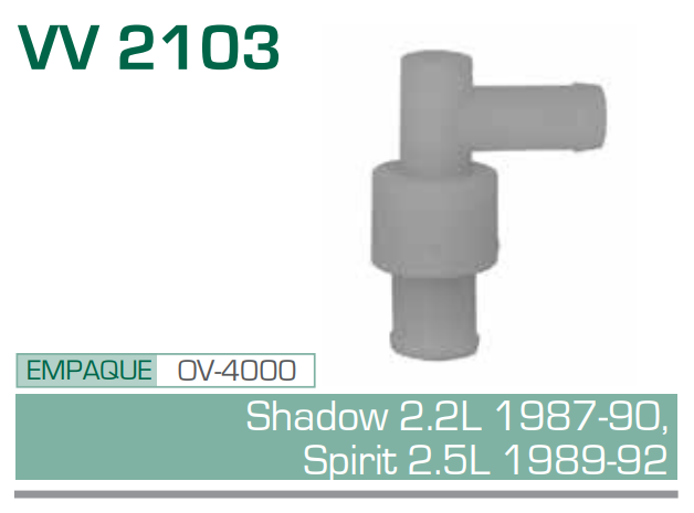 Imagen de V V-2103 VALVULA PCV CHRYSLER SHADOW 2.2L 1987-90, SPIRIT 2.5L 1989-92