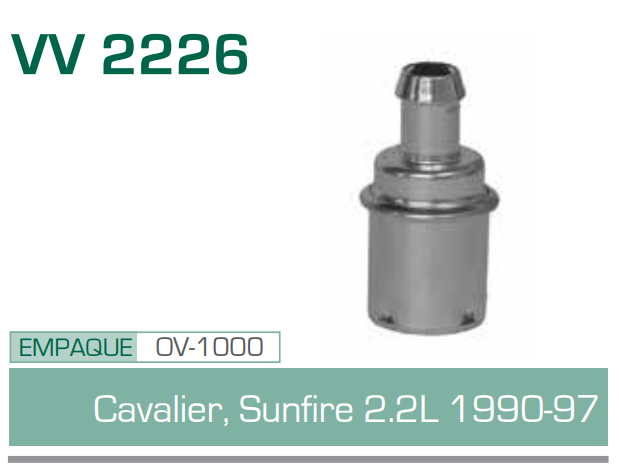 Imagen de V V-2226 VALVULA PCV CHEVROLET CAVALIER, SUNFIRE 2.2L 90-97