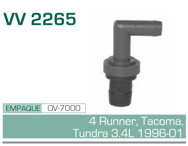 Imagen de V V-2265 VALVULA PCV TOYOTA 4RUNNER, TACOMA, TUNDRA 3.4L V6 96-01