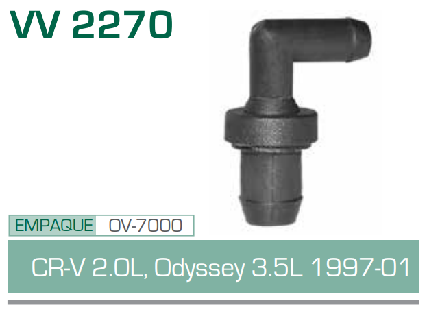 Imagen de V V-2270 VALVULA PCV HONDA CR-V 2.0L, ODYSSEY 3.5L 97-01