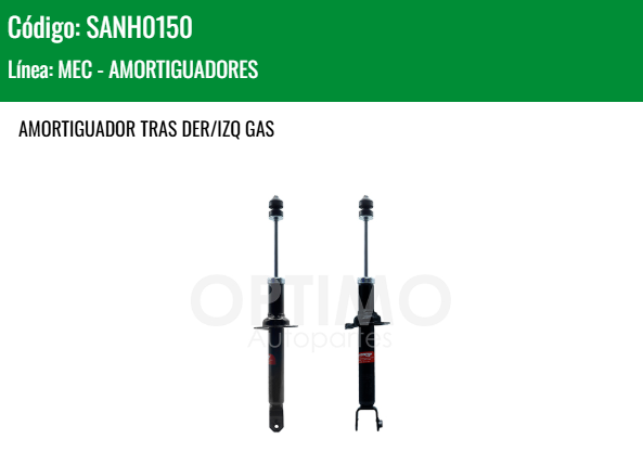Imagen de SANH0150 AMORTIGUADOR TRASERO DER/IZQ GAS HONDA ACCORD 2.4L 3.5L 08-17