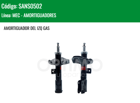 Imagen de SANS0502 AMORTIGUADOR DELANTERO IZQUIERDO GAS MITSUBICHI LANCER 2.0L 2.4L 08-16