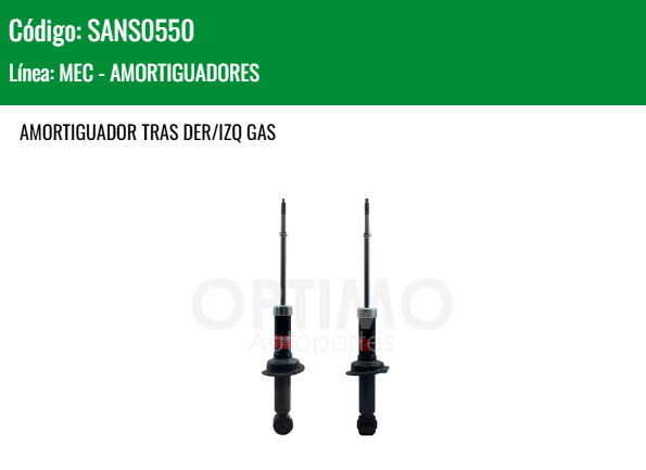 Imagen de SANS0550 AMORTIGUADOR TRASERO DER/IZQ GAS MITSUBICHI LANCER 2.0L 2.4L 08-16