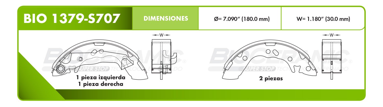 Imagen de BIO-1379-S707 BALATA FRENO DE TAMBOR TRASERA DODGE ATOS 00-06