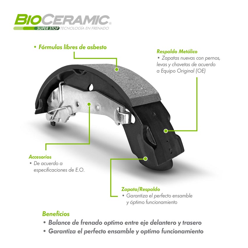 Imagen de BIO-1429-S627 BALATA FRENO DE TAMBOR TRASERA HONDA ACCORD 92-07 CIVIC 03-09 CR-V 97-01 BR-V 2018, imagen 2