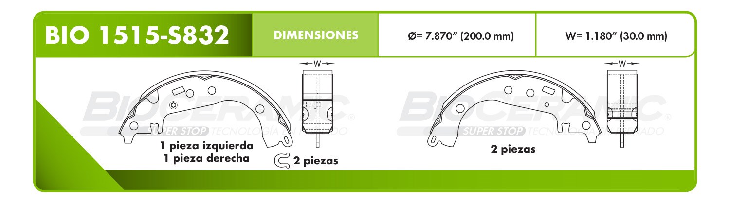 Imagen de BIO-1515-S832 BALATA FRENO DE TAMBOR TRASERA TOYOTA COROLLA 05-08 FAW F5 2008
