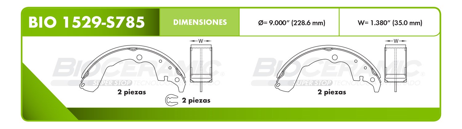 Imagen de BIO-1529-S785 BALATA FRENO DE TAMBOR TRASERA TOYOTA COROLLA 2007 MATRIX 04-08