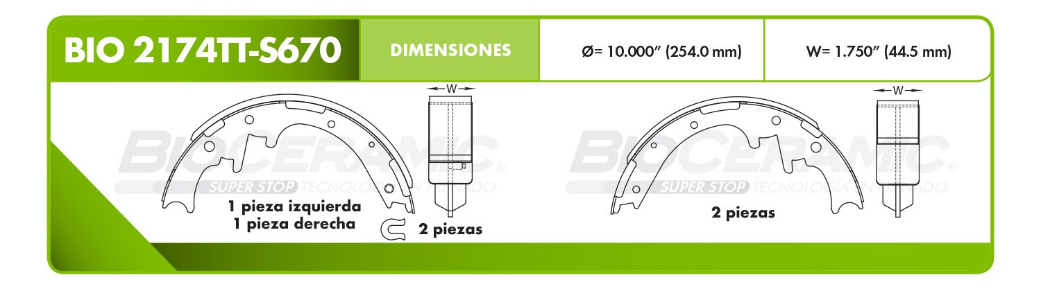 Imagen de BIO2174TTS670 BALATA FRENO DE TAMBOR TRASERA JEEP CHEROKEE 94-00 GRAND CHEROKEE 92-94