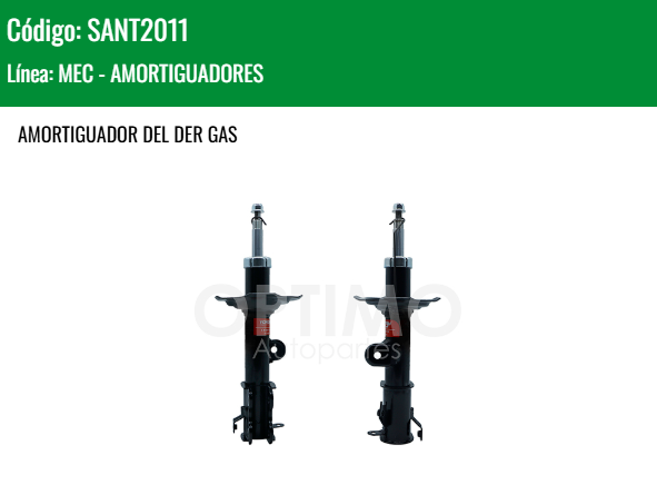 Imagen de SANT2011 AMORTIGUADOR DELANTERO DERECHO GAS TOYOTA AVANZA 1.5L L4 12-21